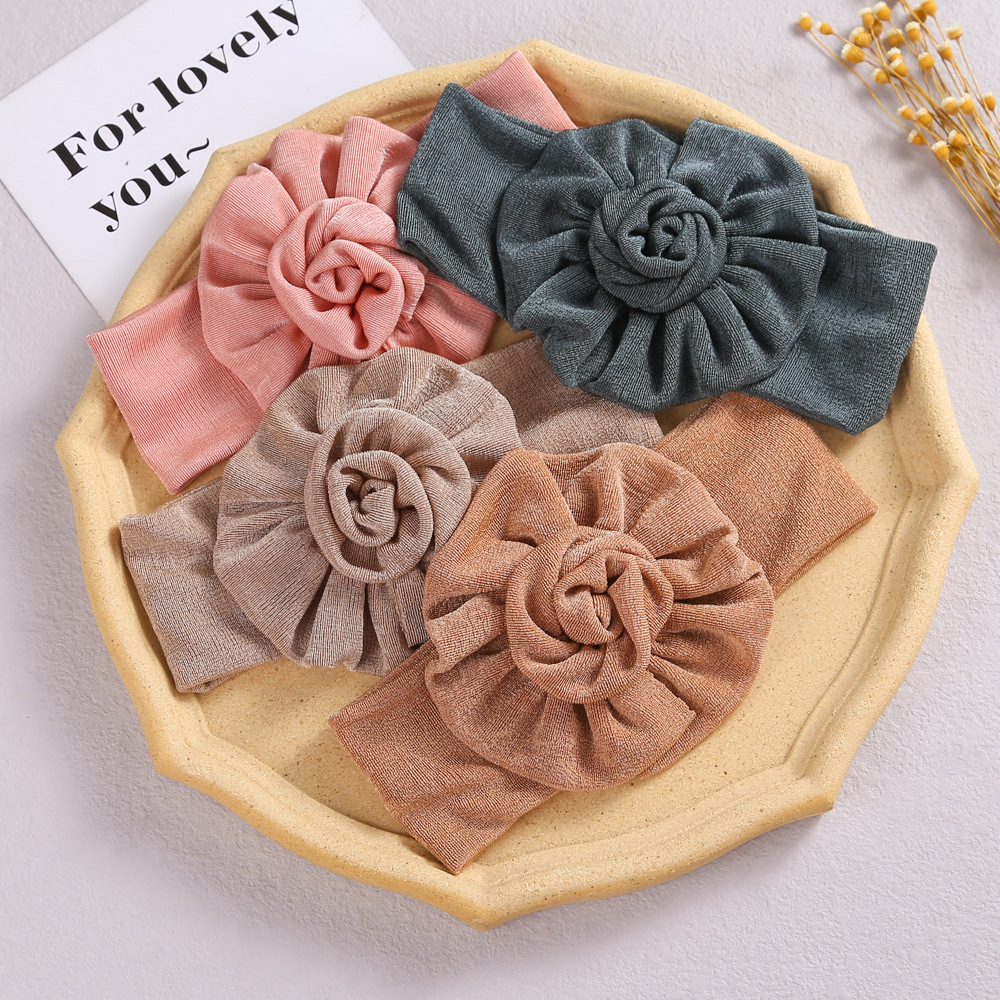 Amazon children's hair accessories European and American handmade three-dimensional flowers high elastic baby headband super soft baby fontanelle