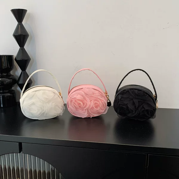 Trendy Girl's Handbag 2026 New Floral Lace Handbag Fashionable and Beautiful Rose Flower Women's Lipstick Bag