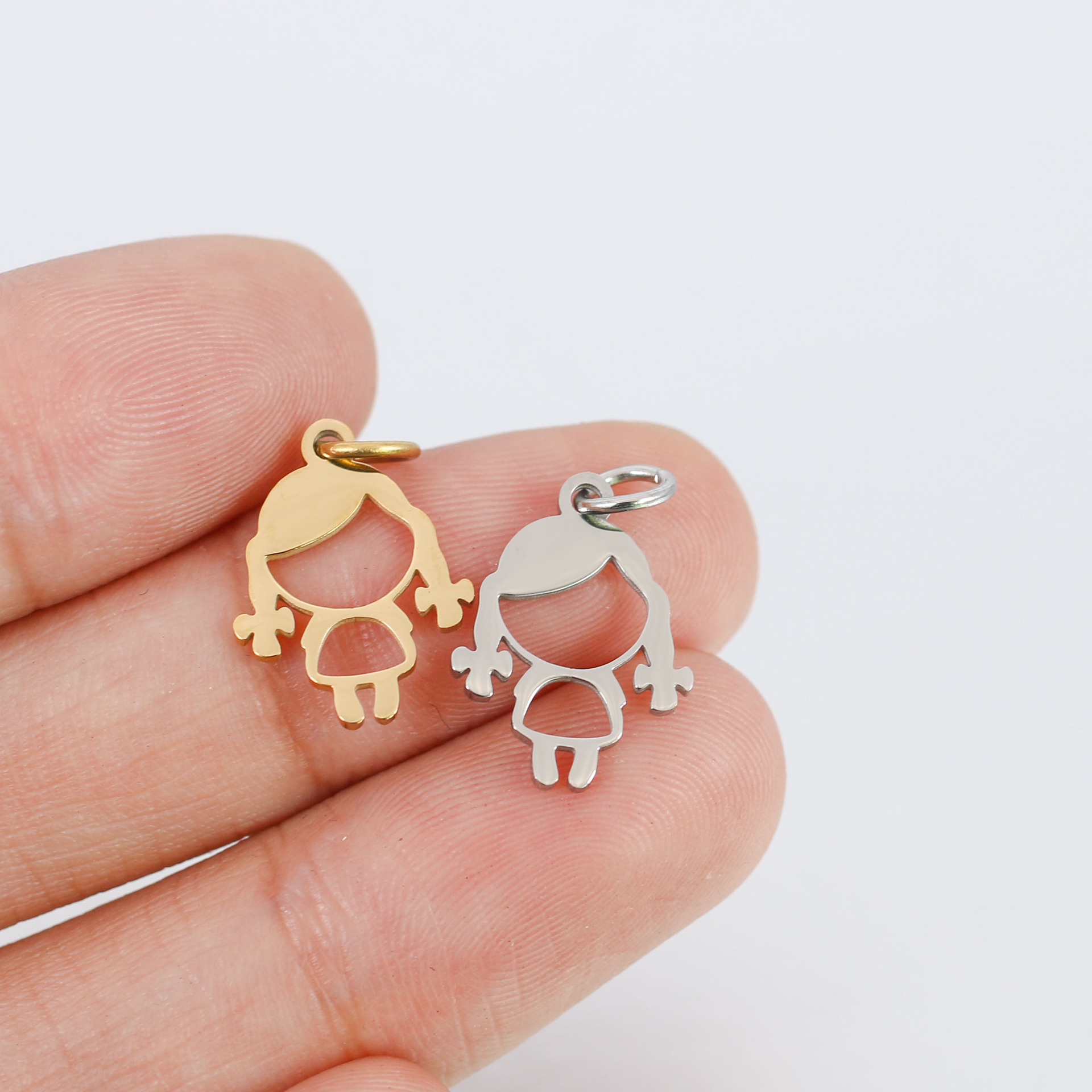 DOOYIO 5 teile/los 11,5mm * 18mm Kleines Mädchen Charm Anhänger Edelstahl Spiegel Poliert DIY Schmuck Geschenk Zubehör – Detail 7
