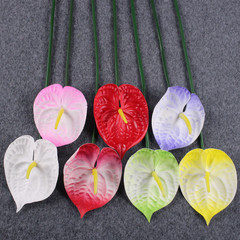 廠家供應 PU單支紅掌 仿真紅掌 火鶴花 婚慶裝飾絹花家居裝飾花