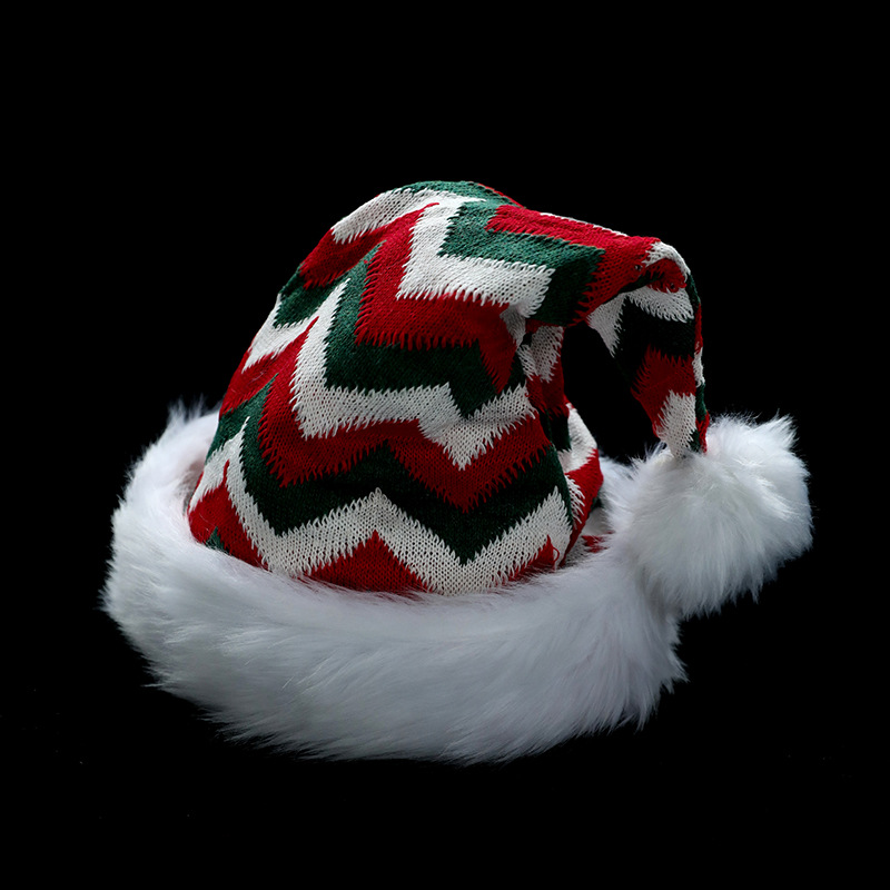Sombrero de Navidad de tela de nuevo borde blanco de peluche pequeño sombrero rojo de Navidad de invierno atmósfera de peluche de punto sombrero vestido