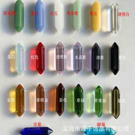 无孔 水晶玻璃六角柱 8*32mm六角柱 吊坠挂饰材料配件厂家批发