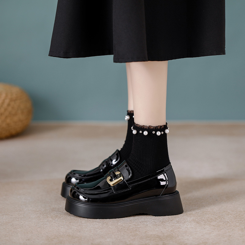 Small stature 33 size inside height increase small leather for women 2024 new women's thick soled black 100 pairs with_voghion.com
