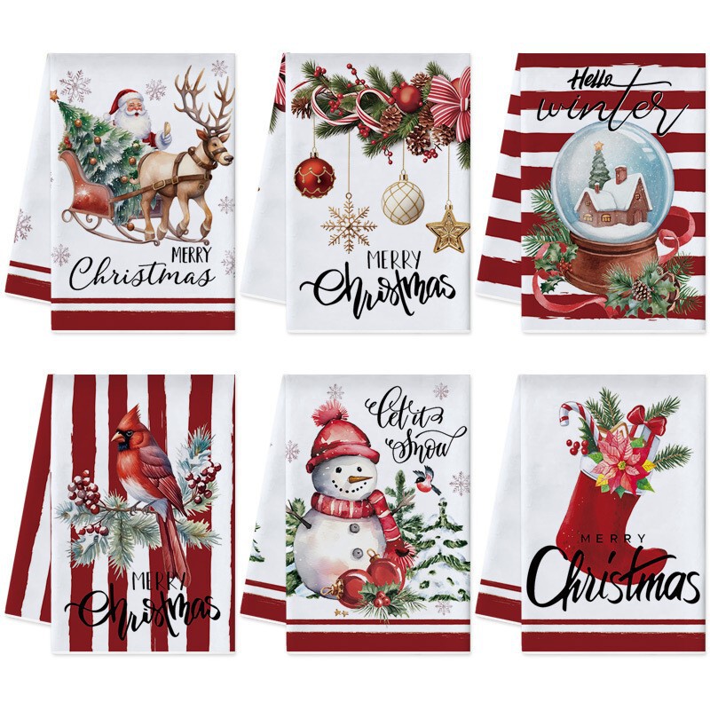 Cross-border Christmas fun kitchen towel, dishcloth, super absorbent quick-dry cloth, suitable for hand towels Cross-border Christmas fun kitchen towel, dishcloth, super absorbent quick-dry cloth, suitable for hand towels
