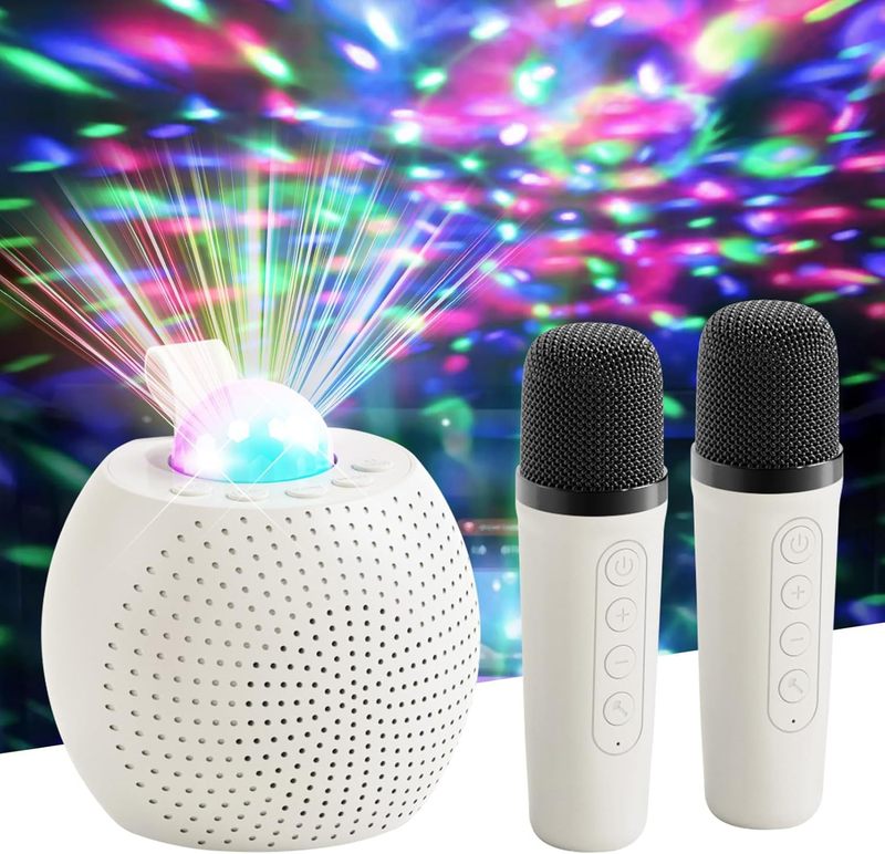 跨境蓝牙音响星麦克风一体迷你蓝牙音箱带LED氛围灯家用便携K歌宝|undefined