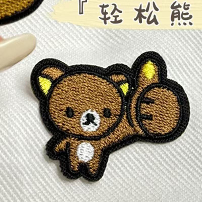 Autoadhesivo dibujos animados bordados tela pegatinas animales osos ropa agujeros fácil mano cosida velcro parche diy