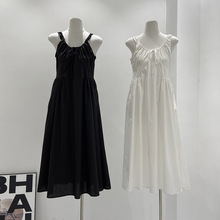 2024年夏日新品法式纯欲气质收腰显瘦小众优雅白色吊带长裙连衣裙