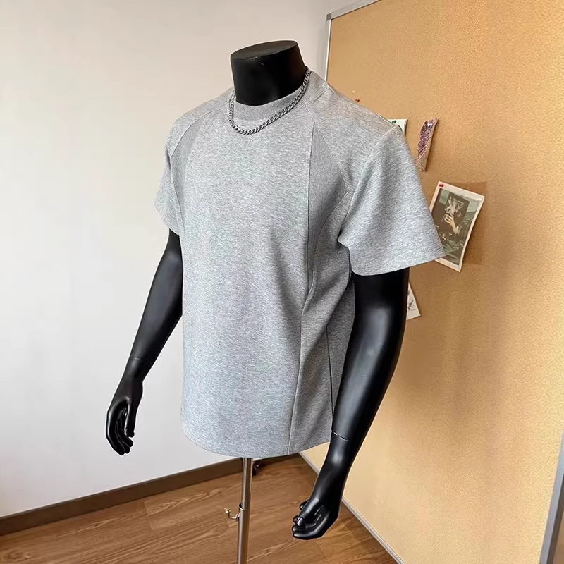 Men's Premium Heavyweight T-Shirt – Structured Shoulder Retro Design With Ribbed Neckline & Breathable Polyester_voghion.com