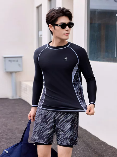 Men's Swimwear 2026 New Quick-Dry Nylon Plus-Size Breathable Short-Sleeve Five-Point Shorts Split-Style Surfing Suit