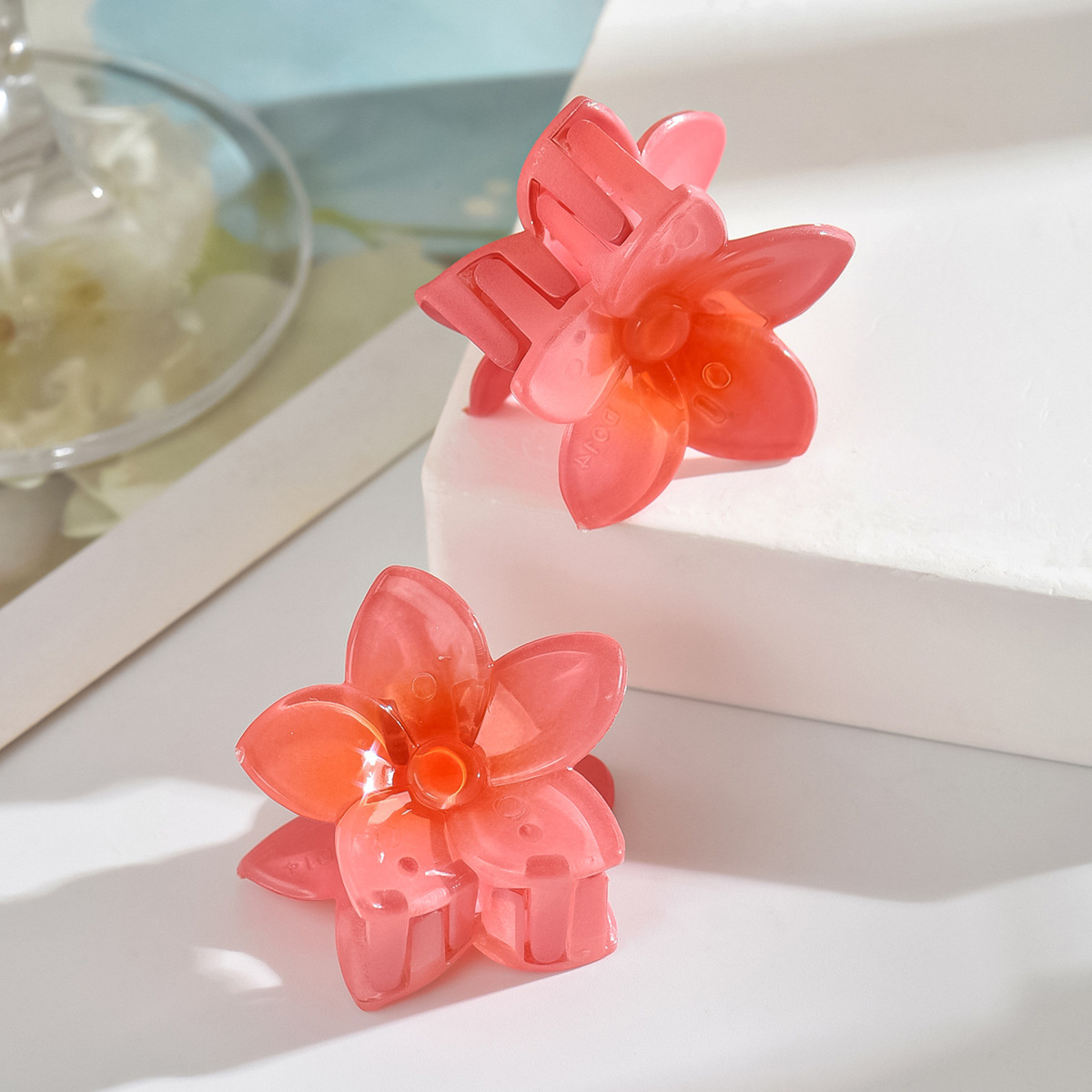 Horquilla de flor, color de flor puntiaguda, media corbata de tamaño mediano, agarre de pelo, pinza de cola de caballo alta, horquilla dulce esmerilada, hembra 4cm