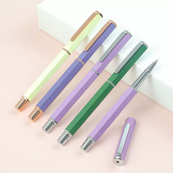 Shichen Stationery Morandi Color Hexagonal Metal Signature Pen Corporate Office Promotional Gift Ballpoint Pen Gift Pen