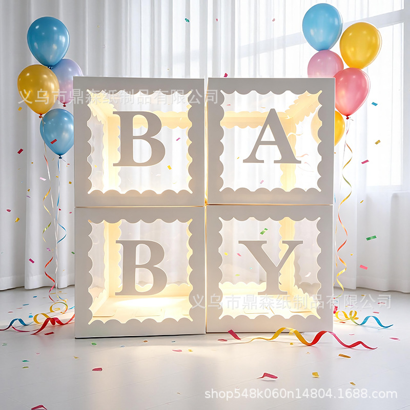 Caja de Globos Transparente Blanca para Decoración de Fiestas, Caja Sorpresa con Letras para Bebés, Arreglos de Cumpleaños image 37