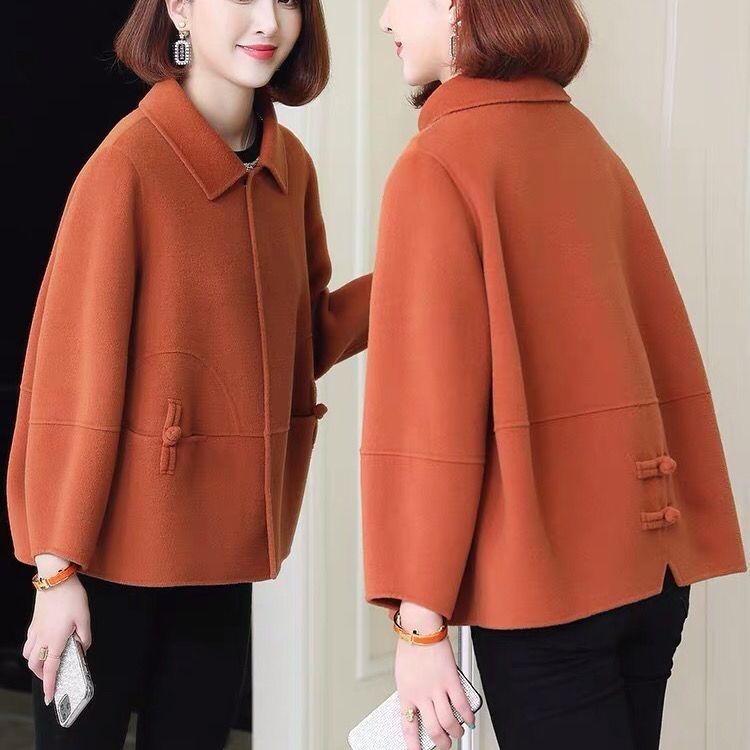 Double-Sided Cashmere Coat Women's Short New Year's New Korean Style Loose Cocoon Woolen Coat