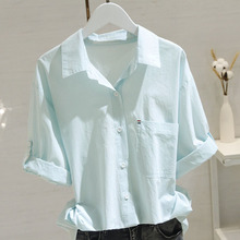 白色衬衫女短袖2024夏季新款韩版宽松显瘦设计感小众防晒休闲衬衣