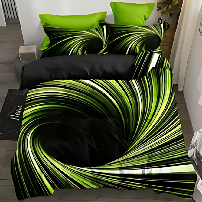 TEMU / JIT Cross-Border Four Seasons 3D Eddy High Definition Digital Printed Bed Cover Kit Amazon