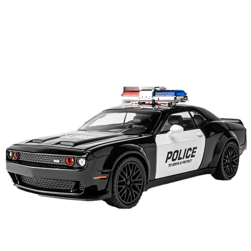 Modelo de coche de aleación Jiaye 1:32 Hell Cat coche de policía tire hacia atrás con sonido y luz de coche de juguete modelo de música colección de decoración