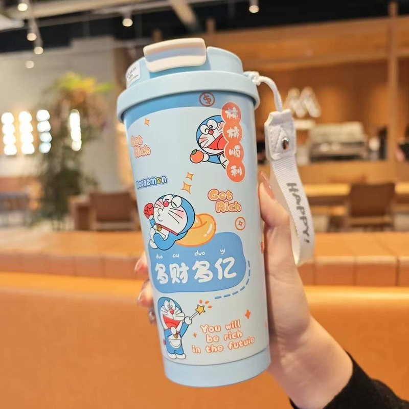 时尚铃兰咖啡杯卡通不锈钢保温杯 高颜值车载便携吸管水杯礼品网|undefined