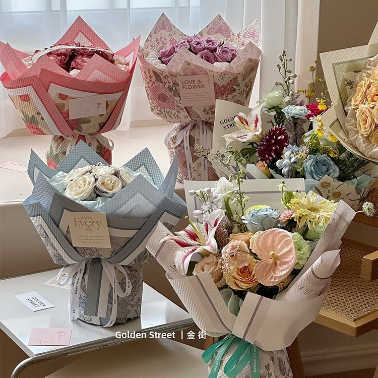 花艺鲜花包装韩版立体压纹风华纸鲜花包装纸花束防水包花纸艺术纸