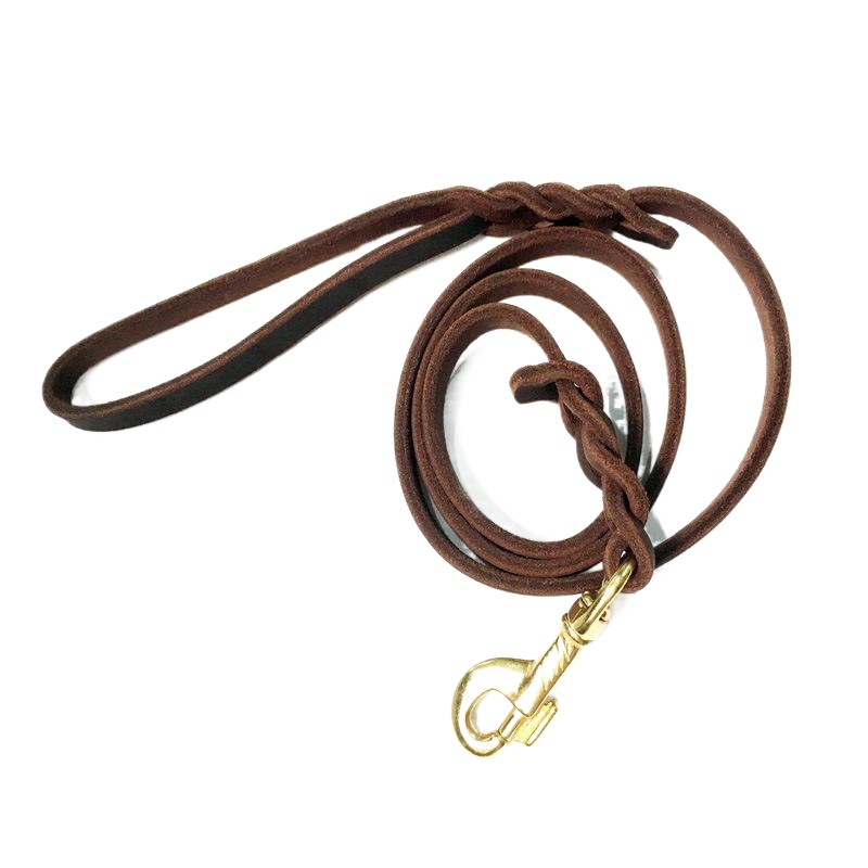 DEMU tracción de cuero mascota primera capa de vaca cuerda de tracción correa de perro suave Cadena de perro de cuero puro primera capa cuerda de perro de cuero en stock