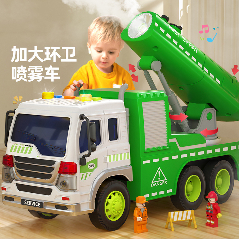 Simulación artística spray de polvo coche rociador de agua rociador de juguete saneamiento coche modelo de coche para niños niño de 3 años de edad 4