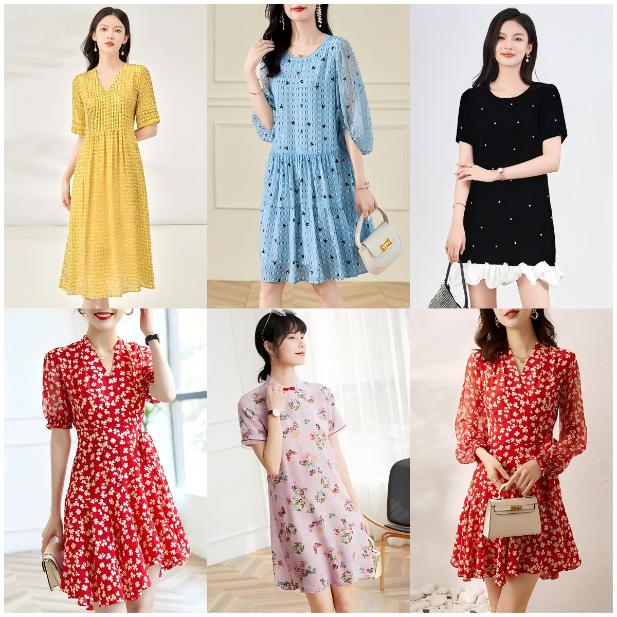 Váy lụa maxi thắt eo mùa hè — 2110706 - Đỏ