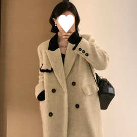 韩系呢子大衣女2025秋冬季新款毛呢外套小个子慵懒风中长款
