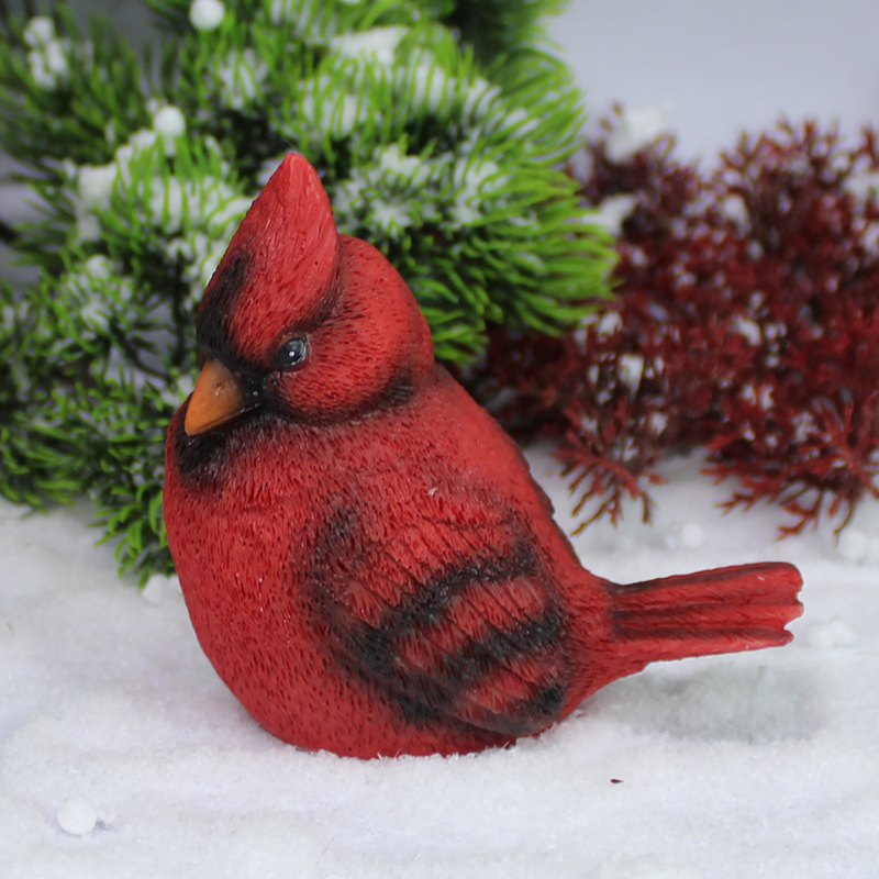 Christmas Red Bird Decorations Small Ornaments Simulated Cute Bird Resin Crafts Gardening Pendant Pendant Cross-Border