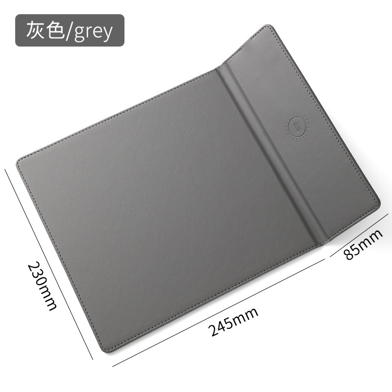 Alfombrilla de ratón con carga inalámbrica 15W, PU antideslizante, oficina comercial, personalizable