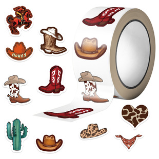 500 Sheets/Roll Cross-Border Tape Hot Spot Cartoon Cowboy Journal Material Decorative Envelope Seal