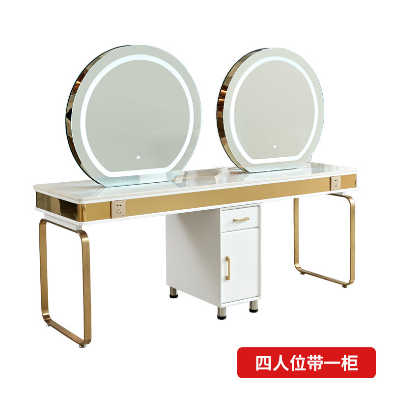 Barbería en línea tabla de espejo salón de peluquería especial con gabinete cortador de cabello tabla de teñido de permeación unilateral doble cara espejo de peluquería de mármol