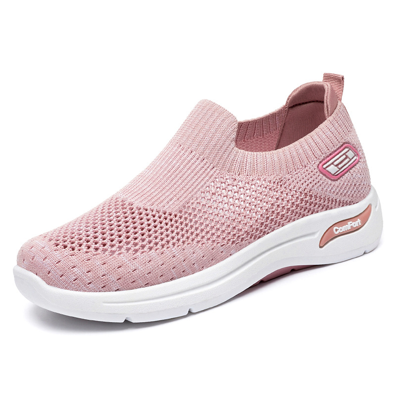 Zapatos de mujer, zapatos transpirables de primavera para mamá, zapatos de regalo al por mayor para exportación, zapatos de malla, zapatos deportivos de suela blanda, sencillos y a la moda.