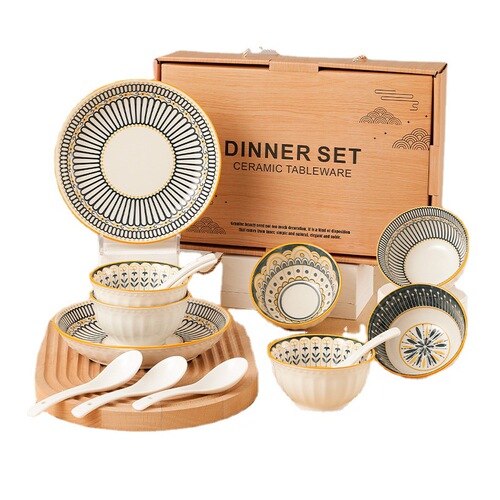 Cross-border creative Nordic ceramic tableware set opening gift ceramic bowl and plate gift box set insurance company corporate gift
