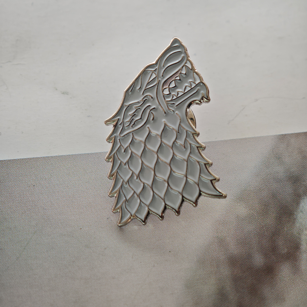 Game of Thrones Ice Wolf Brooch, A Song of Ice and Fire Badge, Backpack Accessory Pin, Decorative Gift
