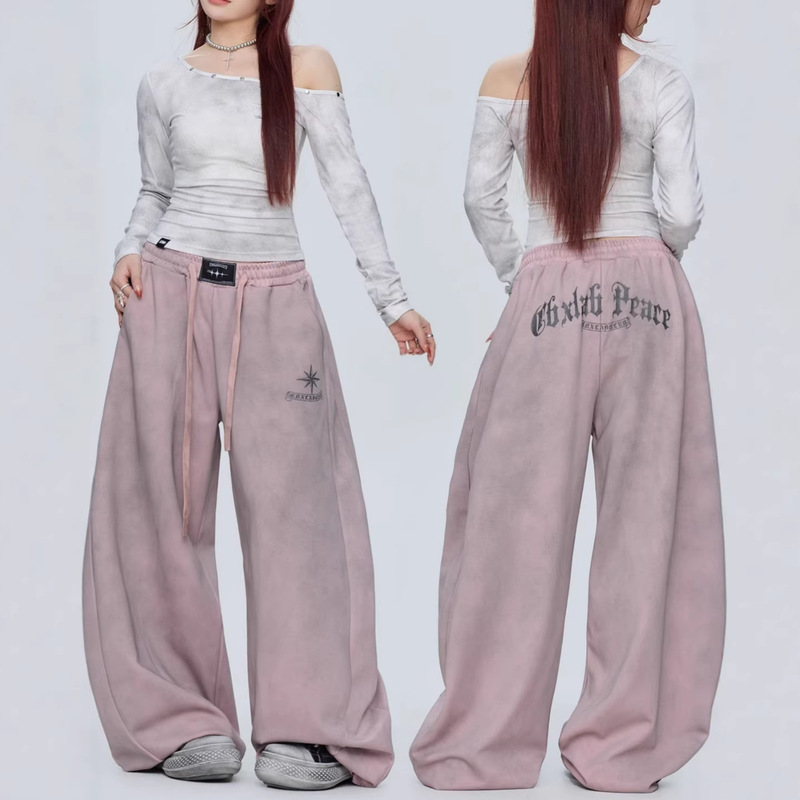 Street Dance Trendy Brand Xixi Same Style 2026 Spring and Autumn Distressed Banana Pants Vintage Gothic Casual Curved Sports Pants Street Dance Trendy Brand Xixi Same Style 2026 Spring and Autumn Distressed Banana Pants Vintage Gothic Casual Curved Sports Pants