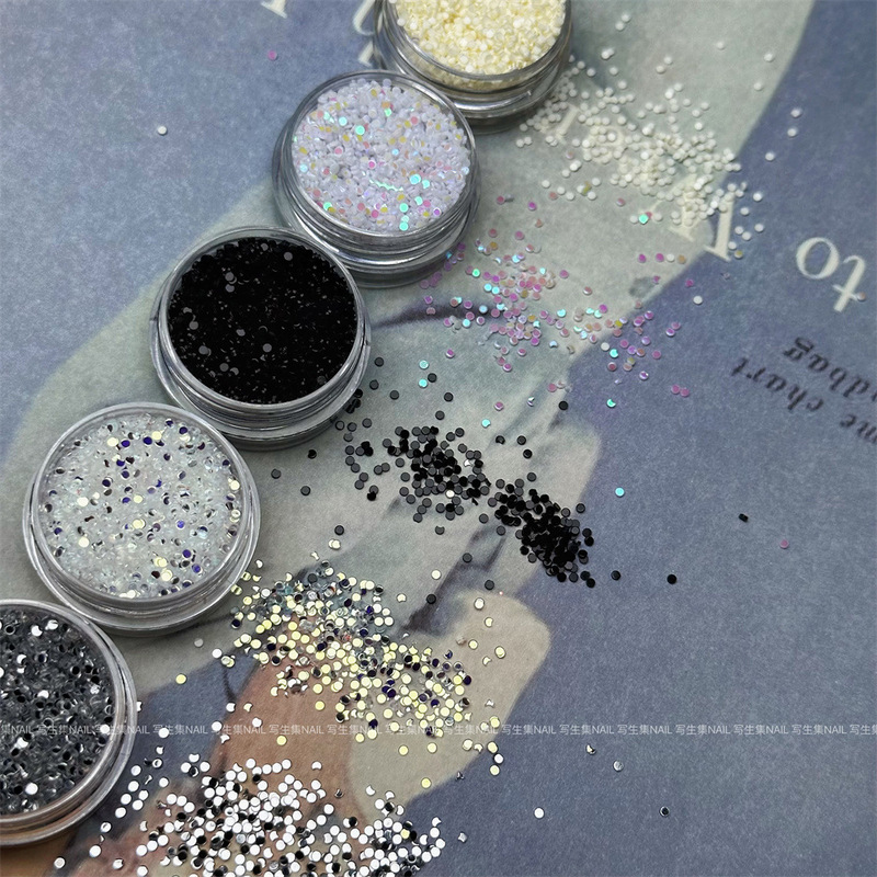 INS Style Niche Mini Polka Dot Sequins Nail Ornaments Nails Embellished Polarized Round Material Design Sense Accessories