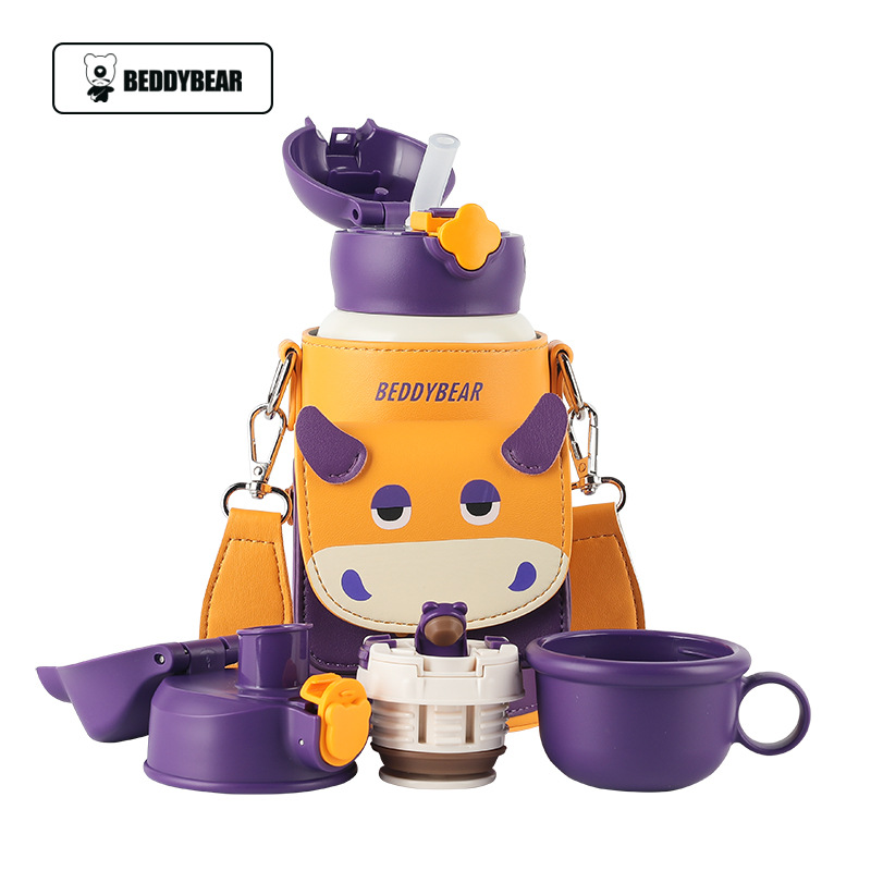 Oso de los niños serie completa taza de vacío bebé taza de agua con paja jardín de infantes al por mayor beber hervidor de agua taza de regalo caja