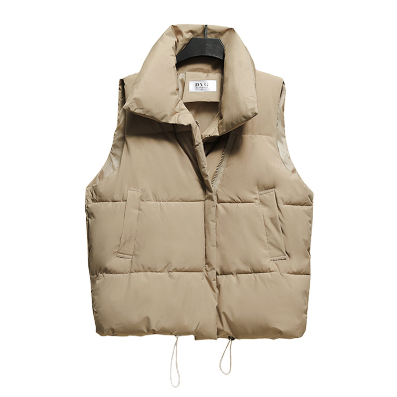 2022 otoño y invierno nuevo chaleco de algodón de pluma para estudiantes de estilo coreano suelto hombro exterior chaleco de abrazadera de caballo abrigo