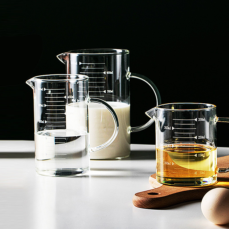 High temperature resistant liquid measuring cup kitchen baking measuring tool with scale heat resistant milk cup glass microwave oven water cup