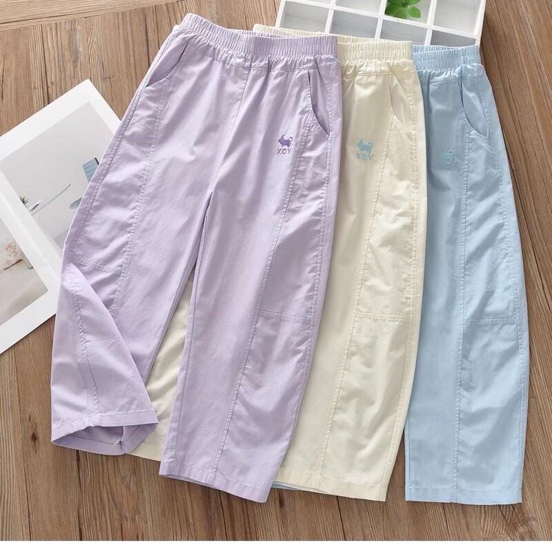 Cross-Border New Product 2026 Summer Girls' Versatile Sports Fashion Korean Style Casual Pants Pure Cotton Mosquito-Proof Pants Wholesale Cross-Border New Product 2026 Summer Girls' Versatile Sports Fashion Korean Style Casual Pants Pure Cotton Mosquito-Proof Pants Wholesale