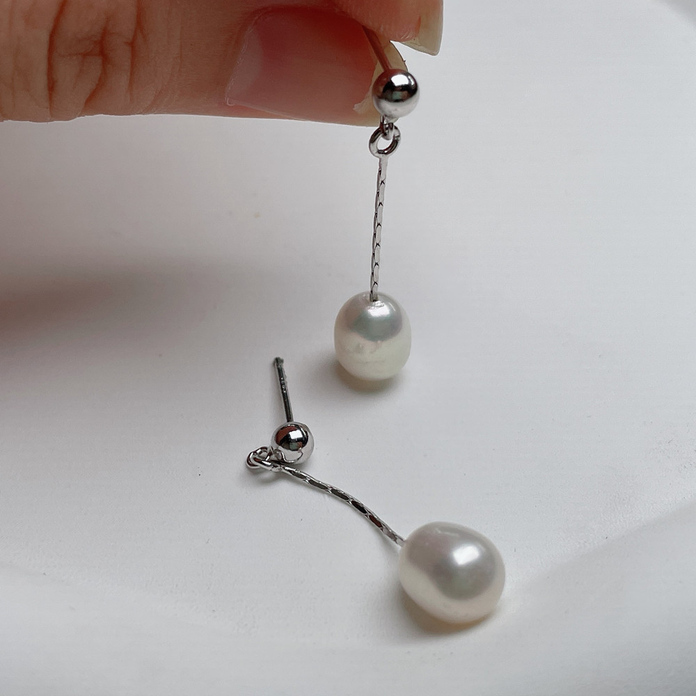 1 Pair Freshwater Pearl Seed Bead Copper Freshwater Pearl Freshwater Pearl Earrings Tassel Solid Color Drop Earrings Earrings Ear Line display picture 2