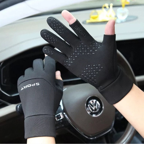 Winter cycling warm gloves men's velvet waterproof anti-slip touch screen full-finger leaky two-finger bicycle and motorcycle gloves