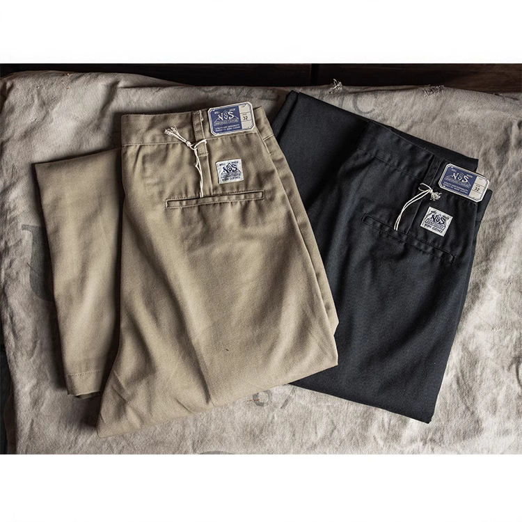 Boys' Waiter NON STOCK Blended Polyester Cotton Mid-High Waist Straight Overalls Casual Pants 874 Wide-Leg Khakis Pants