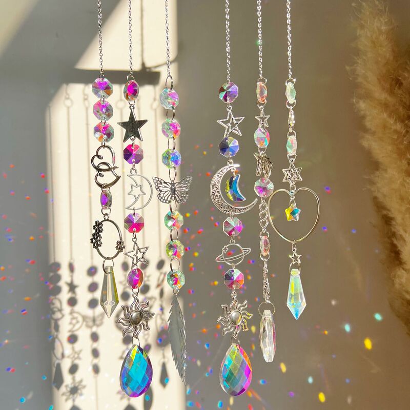Sun Star Moon Crystal Diamond Mirror Ball Garden Decoration Hanging Ornament White Crystal Crystal Ball Sun Catcher