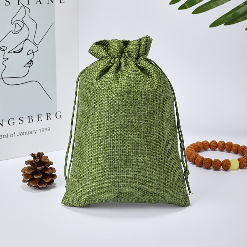 Fábrica en stock bolsa de lino Wenwan bolsa de embalaje de la joyería bolsa de té zongzi Almacenamiento de lino bolsa de cordón al por mayor