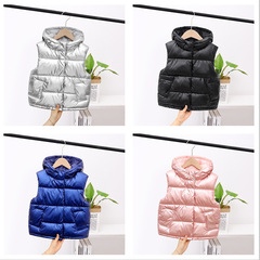 【亮面免洗】兒童羽絨棉馬甲男女大中小童秋冬季厚外穿連帽背心