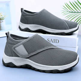 男鞋夏季男网面透气休闲鞋跨境shoes批发一脚蹬魔术贴单鞋代发
