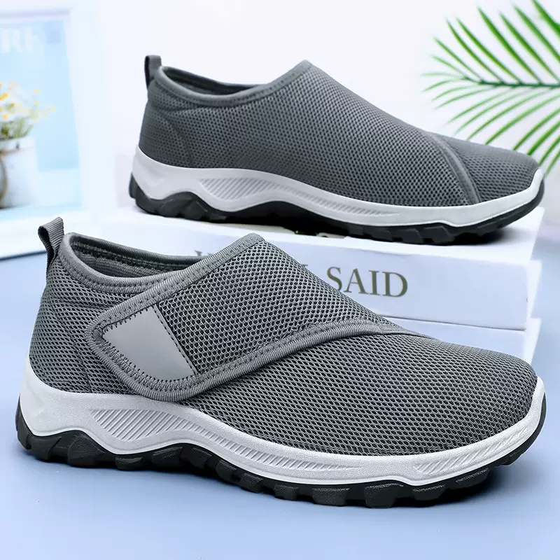男鞋夏季男网面透气休闲鞋跨境shoes批发一脚蹬魔术贴单鞋代发