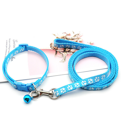Dog paw print leash, dog leash collar set, cartoon print, dog collar, cat leash