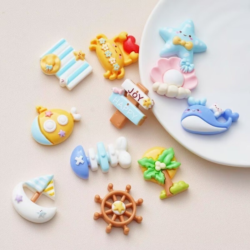 光沢のあるオーシャンビーチシリーズ樹脂アクセサリークリーム接着剤 diy 手作りヘアピン携帯電話ケース電気自動車パッチ|undefined