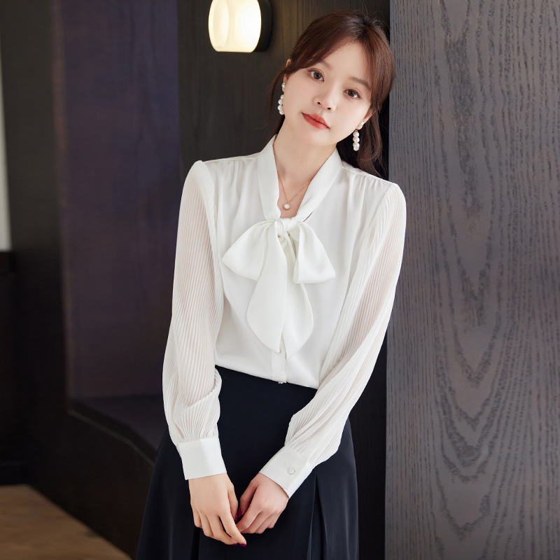 Summer professional elegant shirt with bow
